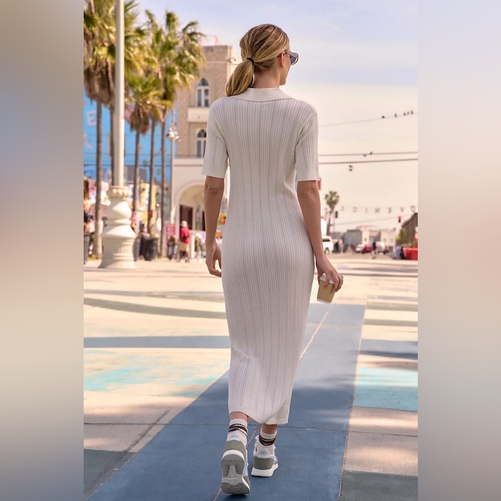 SOLD Varley Andrea Knit Maxi Dress White NWT - Picture 3 of 14